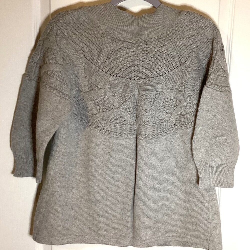 Eddie Bauer Women's Angora Rabbit Gray Knit Cardigan Sweater Size L 3/4 Sleeve - Picture 4 of 6